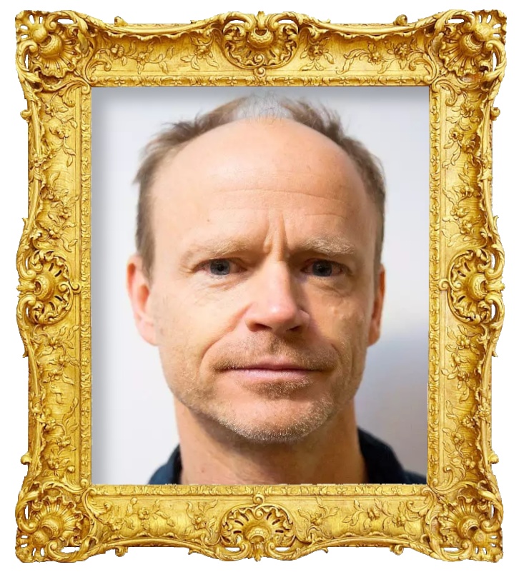 Headshot photo of Harald Eia surrounded with an ornate golden frame.