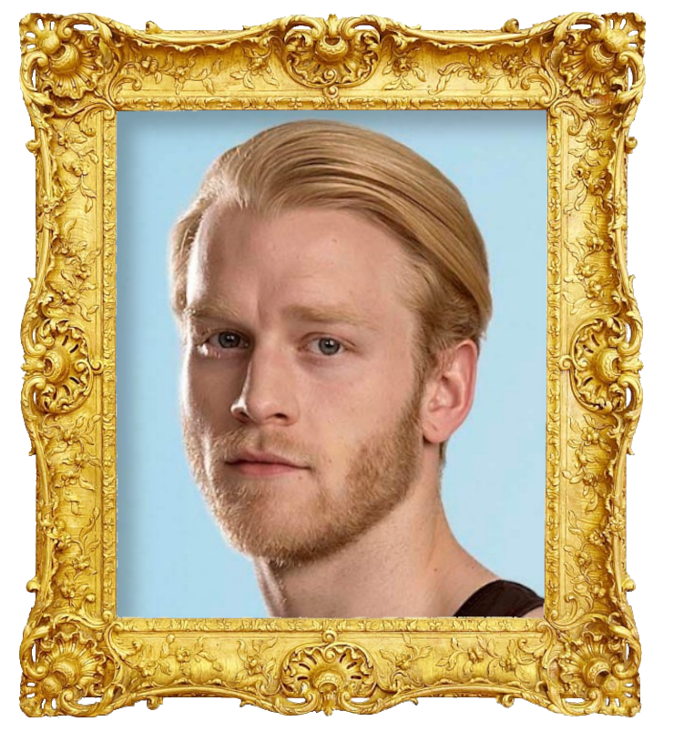 Headshot photo of Jonnie Peacock surrounded with an ornate golden frame.