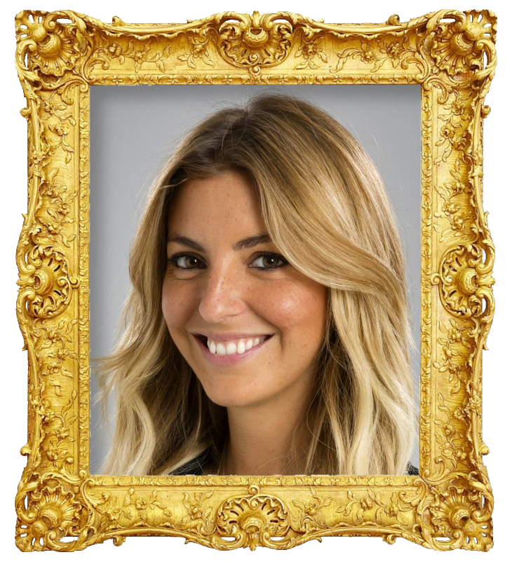 Headshot photo of Jessica Athayde surrounded with an ornate golden frame.