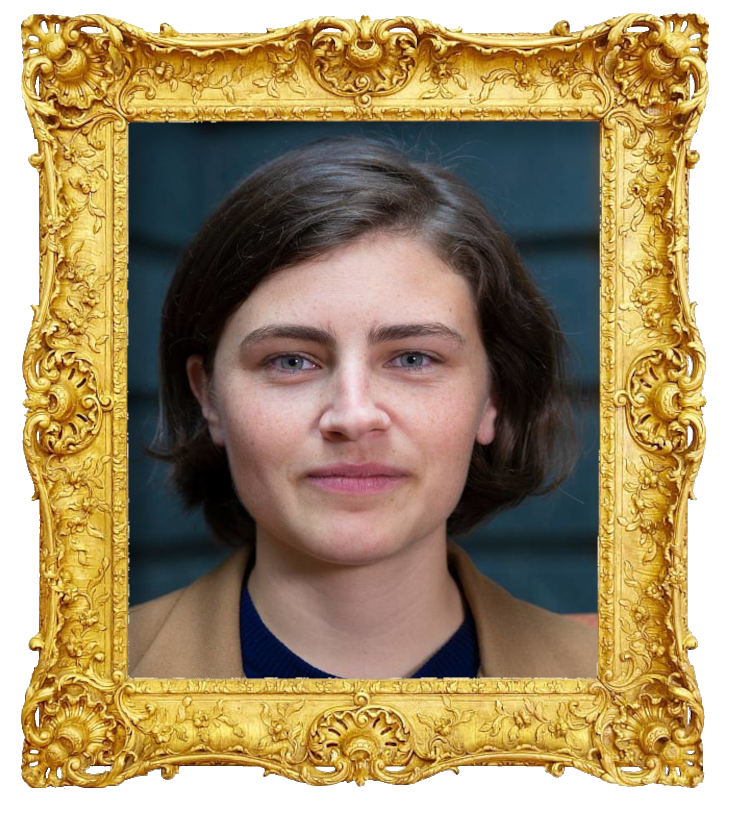 Headshot photo of Chlöe Swarbrick surrounded with an ornate golden frame.