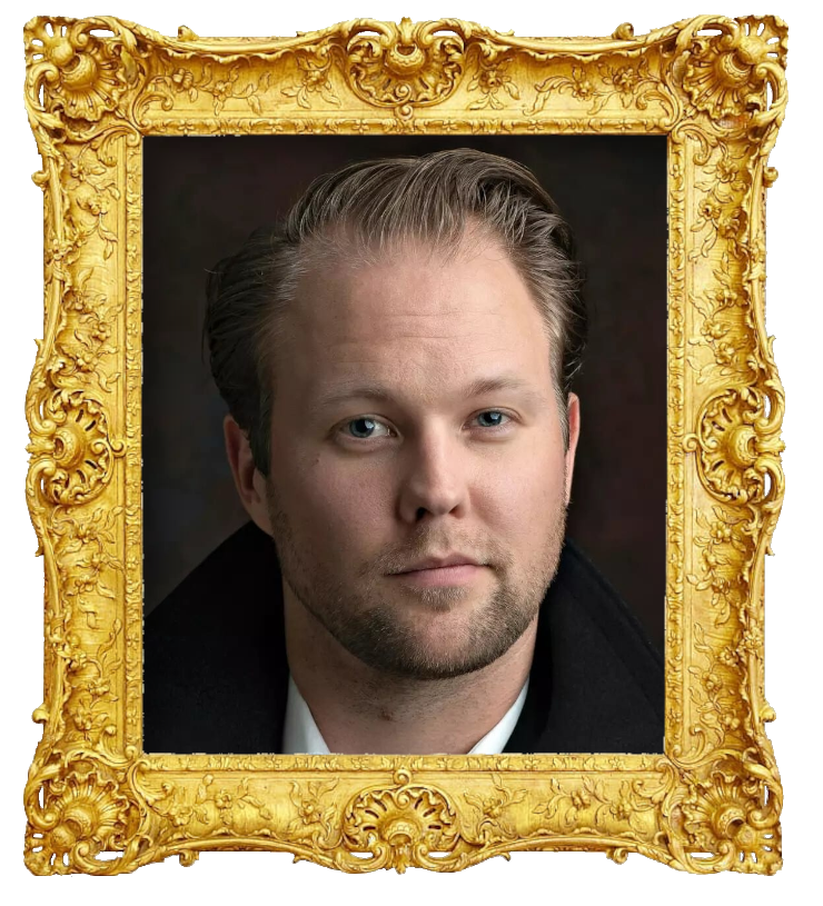 Headshot photo of Dennis 'Ätä' Nylund surrounded with an ornate golden frame.