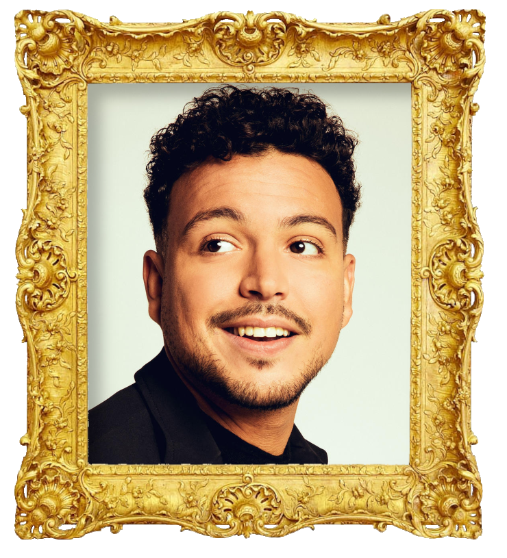 Headshot photo of Mehdi Bousaidan surrounded with an ornate golden frame.