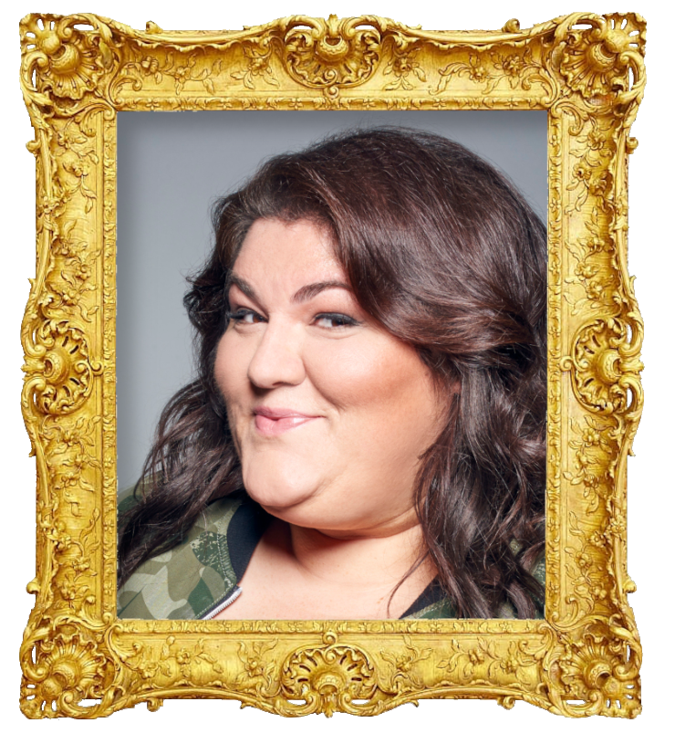 Headshot photo of Christine Morency surrounded with an ornate golden frame.