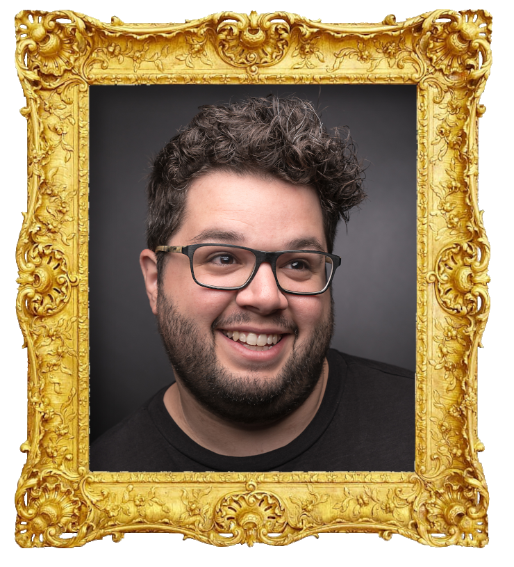 Headshot photo of Matthieu Pepper surrounded with an ornate golden frame.