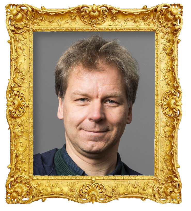 Headshot photo of Espen Eckbo surrounded with an ornate golden frame.