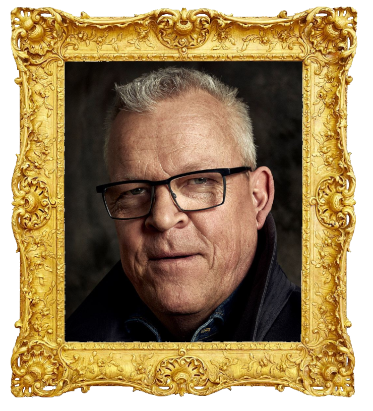 Headshot photo of Janne Andersson surrounded with an ornate golden frame.