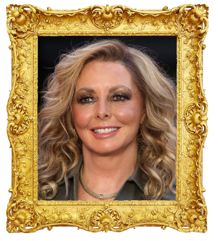 Headshot photo of Carol Vorderman surrounded with an ornate golden frame.