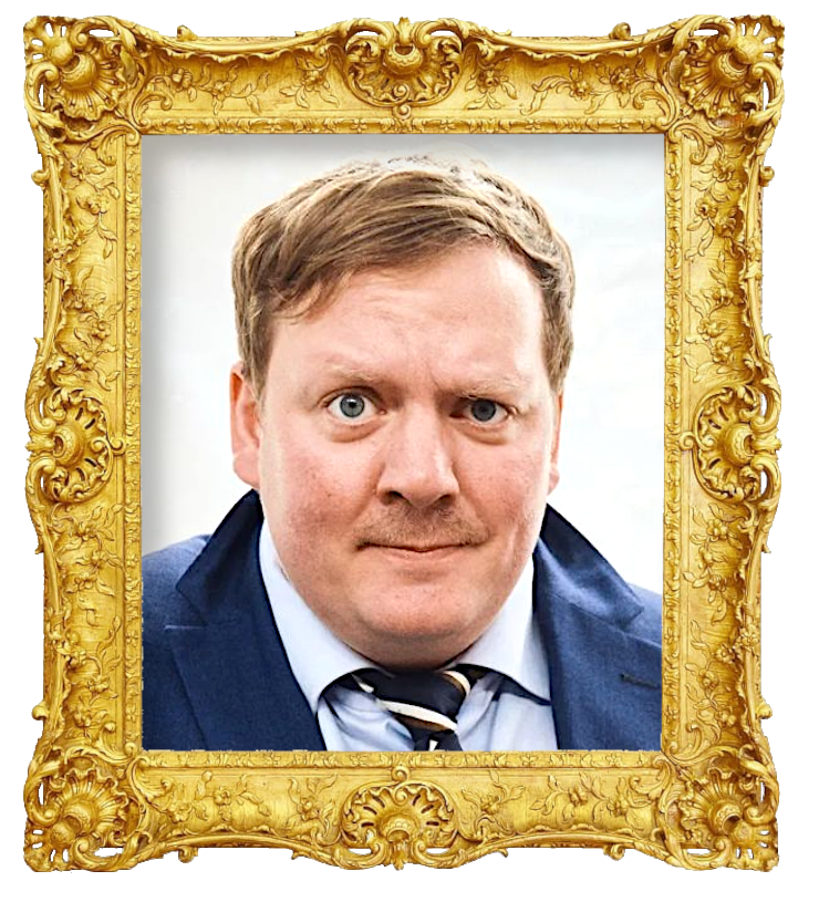 Headshot photo of Jesper Ole Feit Andersen surrounded with an ornate golden frame.