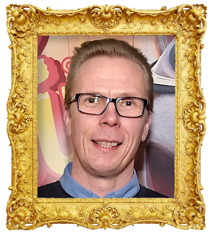 Headshot photo of Jukka Rasila surrounded with an ornate golden frame.