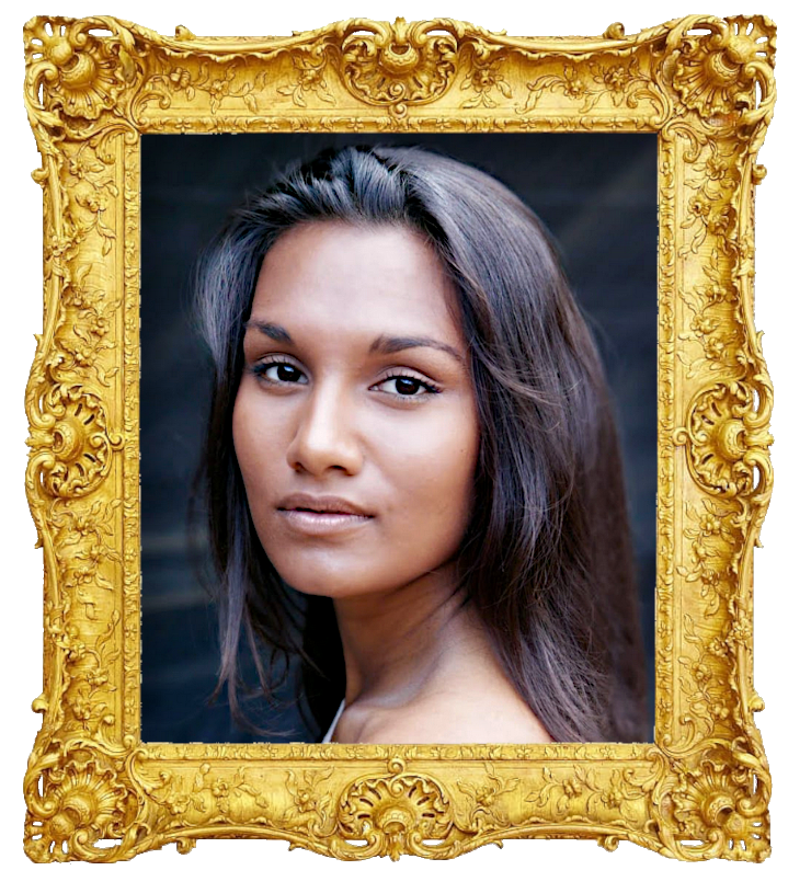 Headshot photo of Susani Mahadura surrounded with an ornate golden frame.