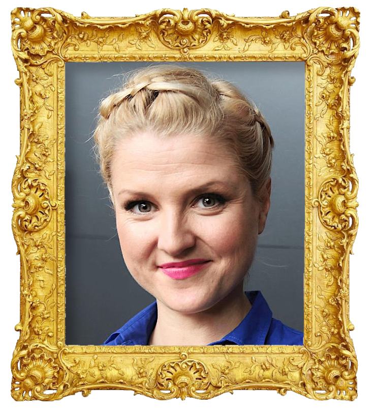 Headshot photo of Helmi-Leena Nummela surrounded with an ornate golden frame.