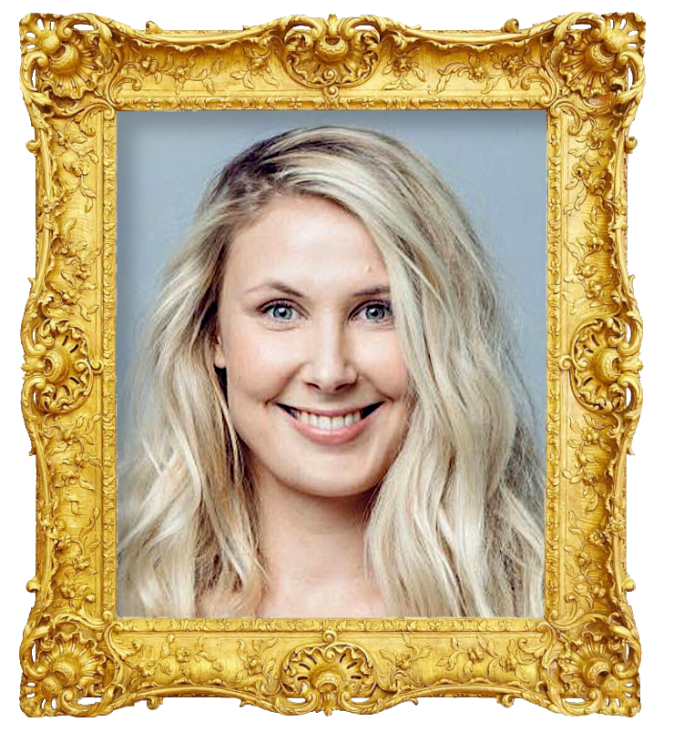 Headshot photo of Linda Wiklund surrounded with an ornate golden frame.