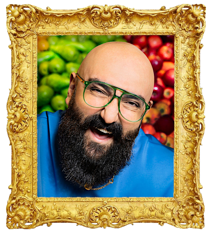 Headshot photo of Ali Jahangiri surrounded with an ornate golden frame.