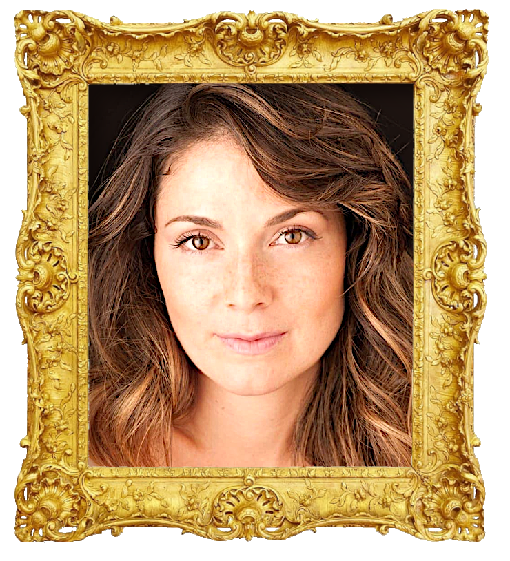Headshot photo of Gabriela Barros surrounded with an ornate golden frame.