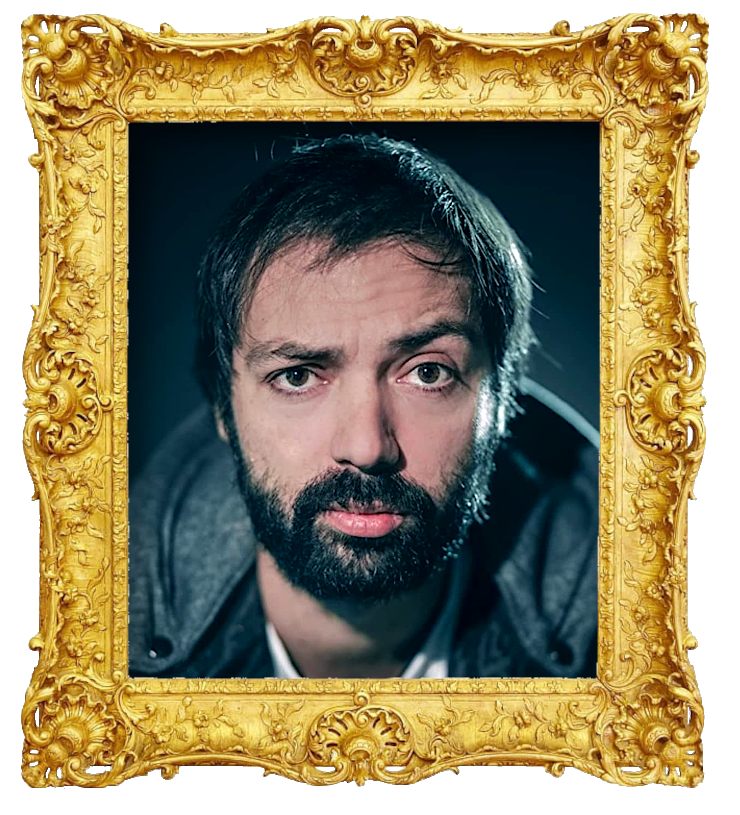 Headshot photo of Diogo Valsassina surrounded with an ornate golden frame.