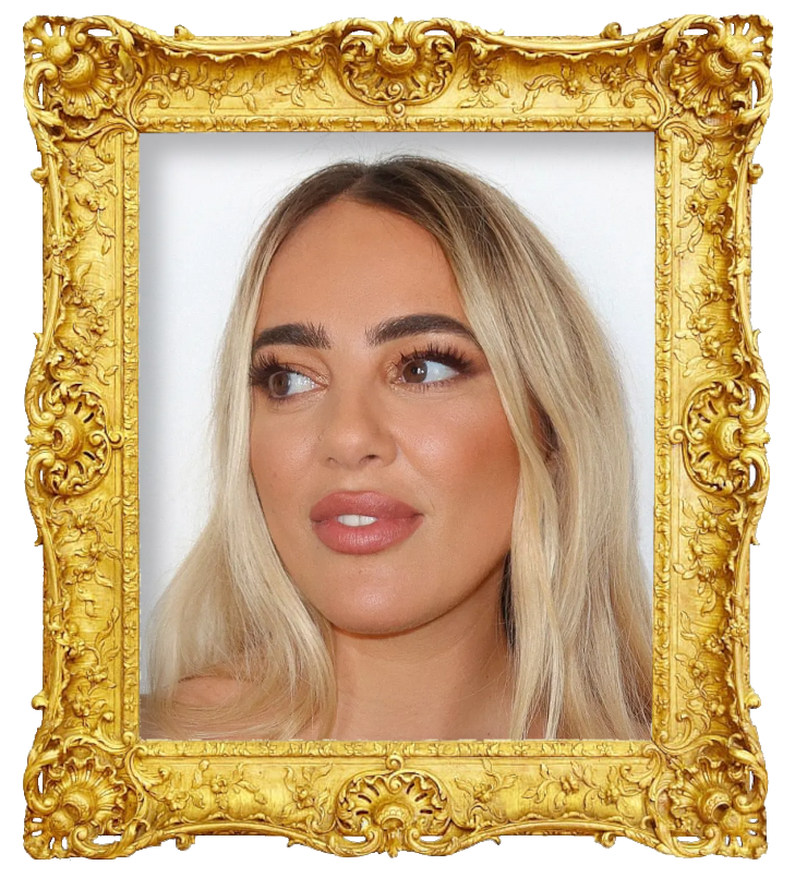 Headshot photo of Gisela João surrounded with an ornate golden frame.