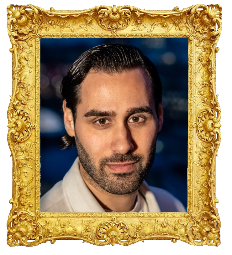 Headshot photo of Behrouz Badreh surrounded with an ornate golden frame.