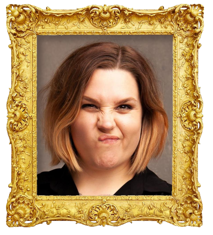 Headshot photo of Charlotta Björck surrounded with an ornate golden frame.