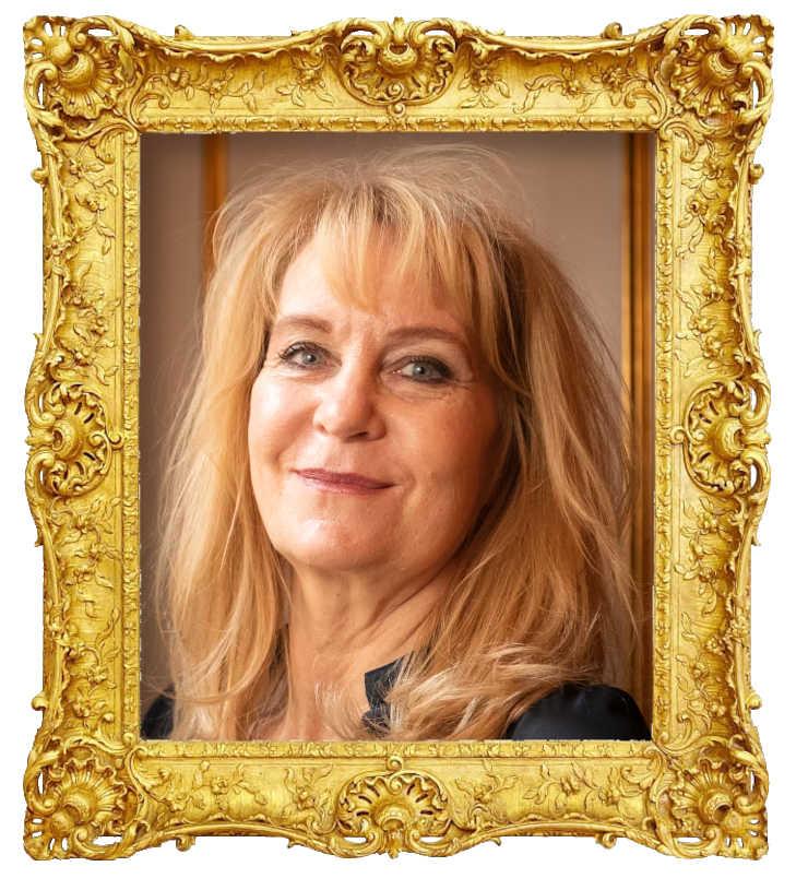 Headshot photo of Maria Lundqvist surrounded with an ornate golden frame.