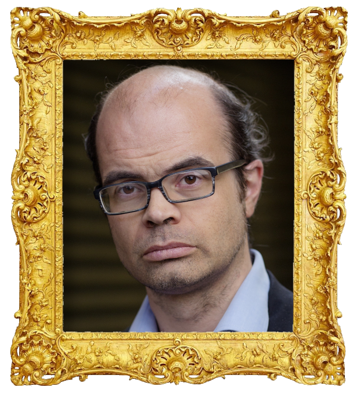 Headshot photo of Hans Olav Lahlum surrounded with an ornate golden frame.