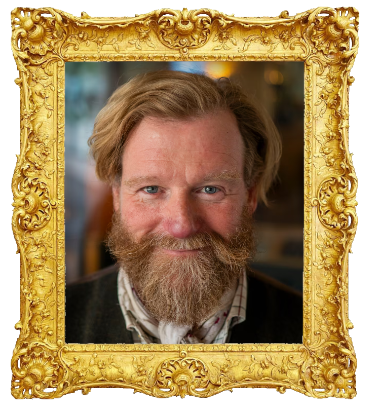 Headshot photo of Petter Schjerven surrounded with an ornate golden frame.