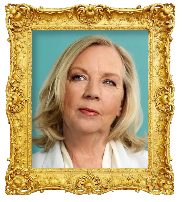 Headshot photo of Deborah Meaden surrounded with an ornate golden frame.