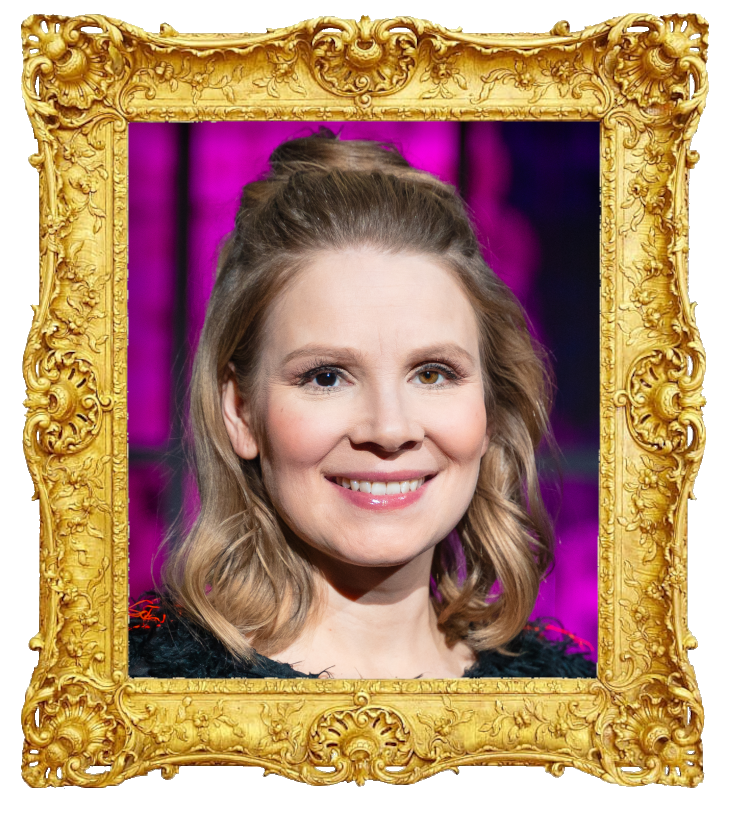 Headshot photo of Pamela Tola surrounded with an ornate golden frame.