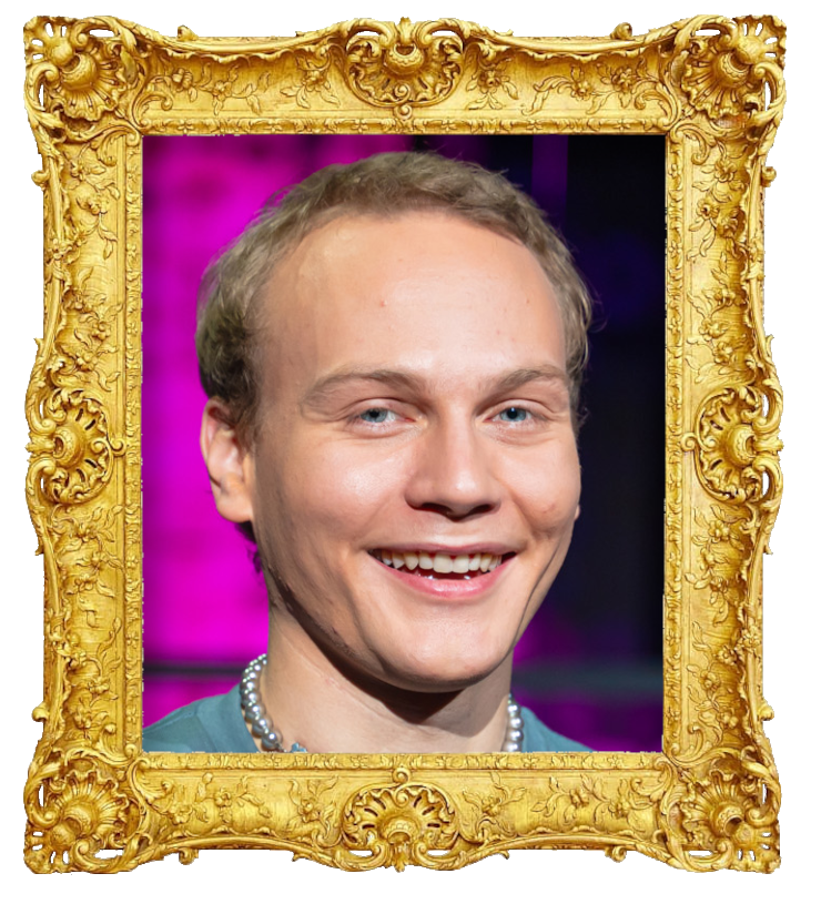 Headshot photo of Elias Salonen surrounded with an ornate golden frame.