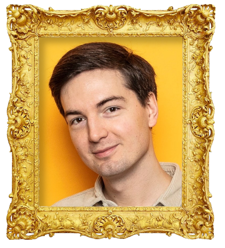 Headshot photo of Torbjörn Averås Skorup surrounded with an ornate golden frame.