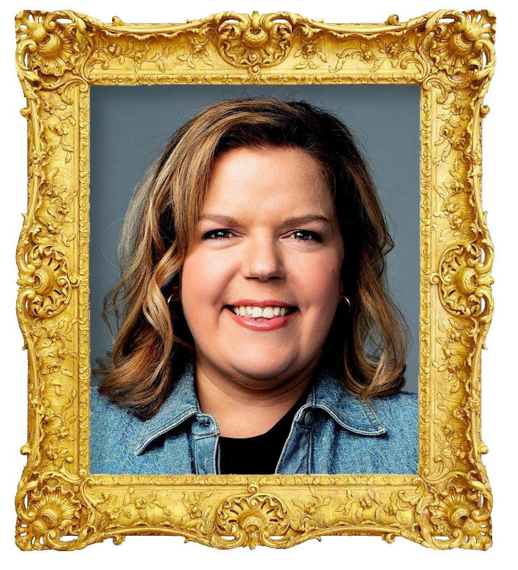 Headshot photo of Else Kåss Furuseth surrounded with an ornate golden frame.