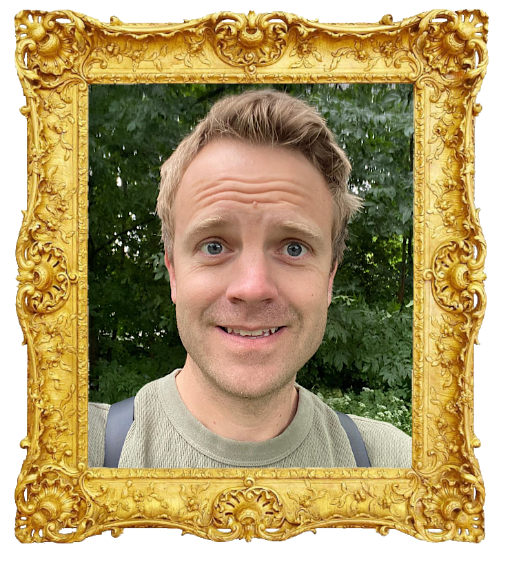 Headshot photo of Erik Solbakken surrounded with an ornate golden frame.