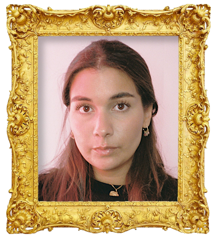 Headshot photo of Tara Lina Shahin surrounded with an ornate golden frame.