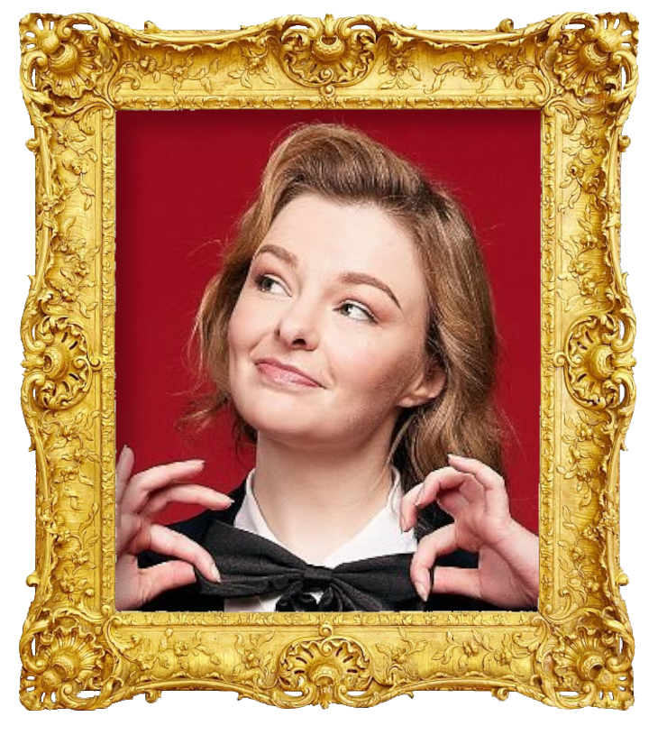 Headshot photo of Abby Howells surrounded with an ornate golden frame.