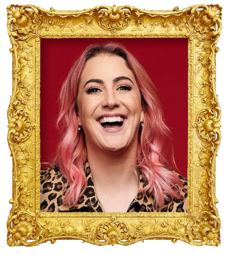 Headshot photo of Hayley Sproull surrounded with an ornate golden frame.