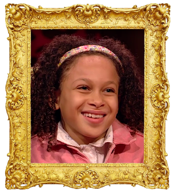 Headshot photo of Emilie surrounded with an ornate golden frame.