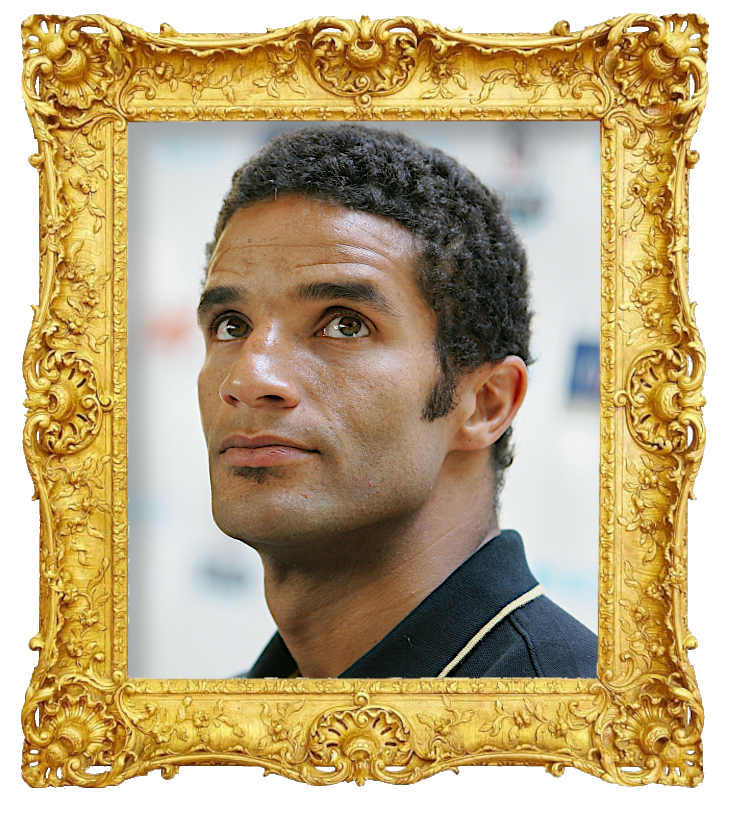 Headshot photo of David James surrounded with an ornate golden frame.