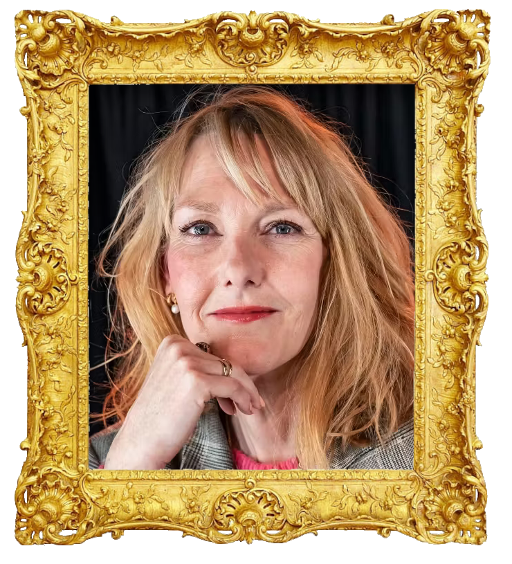 Headshot photo of Ditte Hansen surrounded with an ornate golden frame.