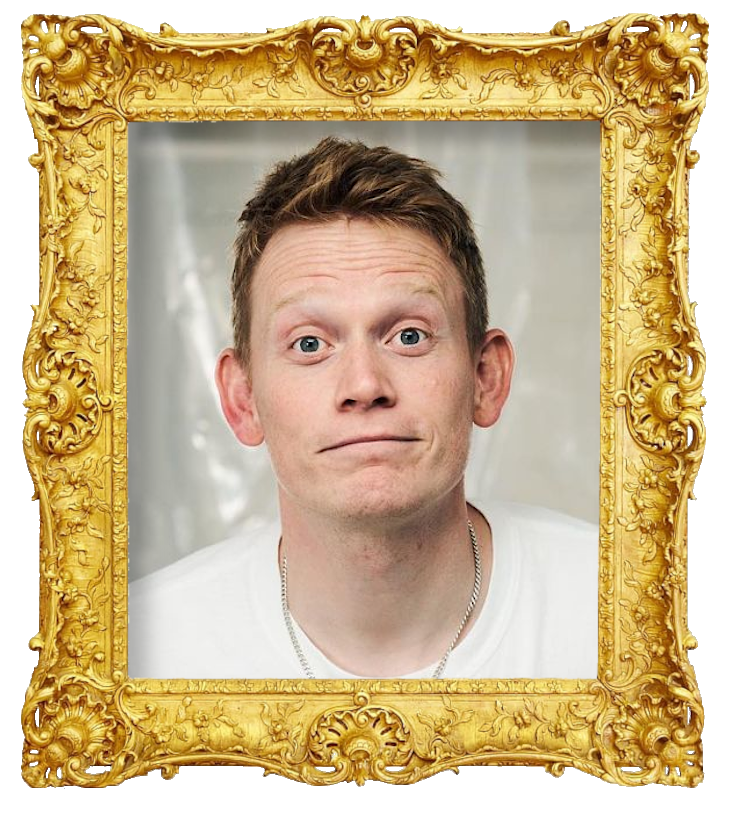 Headshot photo of Mikkel Klint Thorius surrounded with an ornate golden frame.