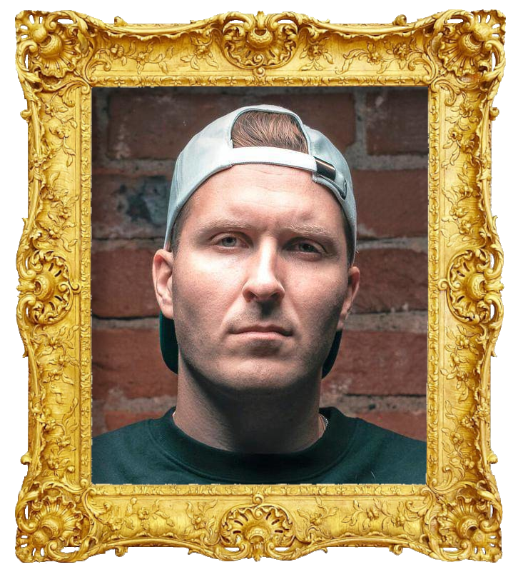 Headshot photo of Juuso Kallio surrounded with an ornate golden frame.