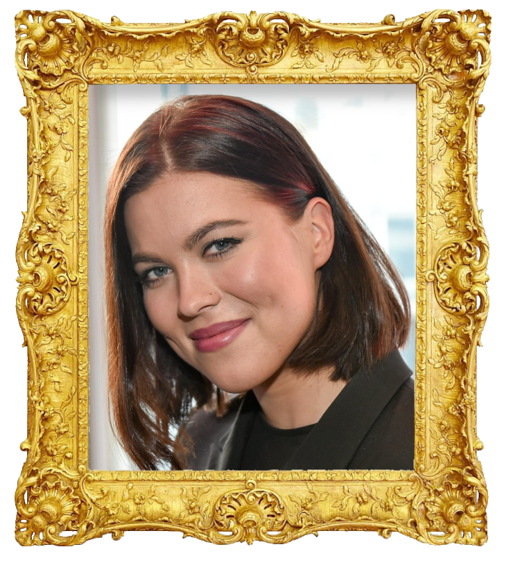 Headshot photo of Oona Kare surrounded with an ornate golden frame.