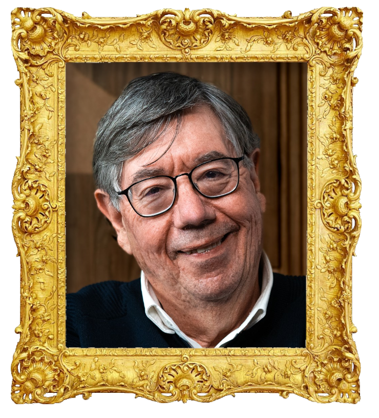 Headshot photo of Carlos Fiolhais surrounded with an ornate golden frame.