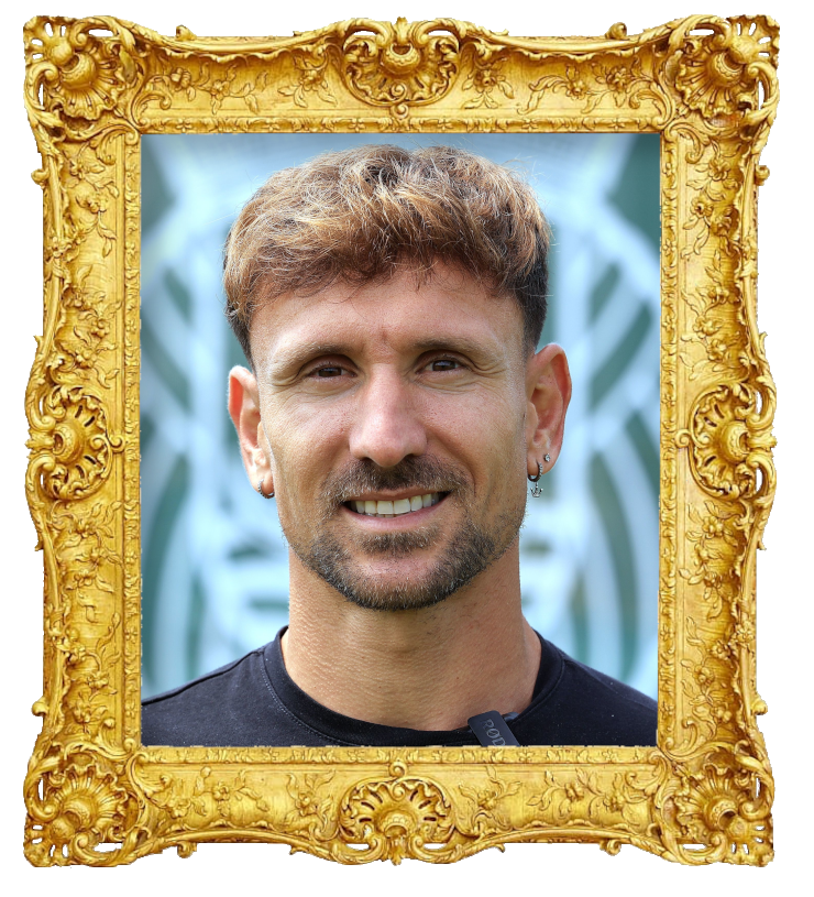 Headshot photo of André Filipe Alves Monteiro surrounded with an ornate golden frame.