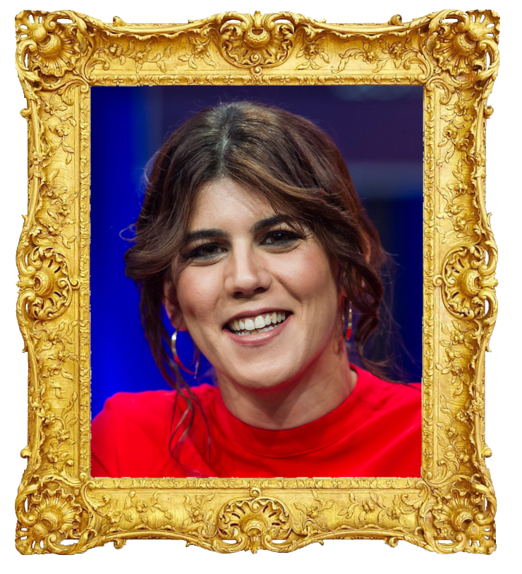 Headshot photo of Inês Lopes Gonçalves surrounded with an ornate golden frame.