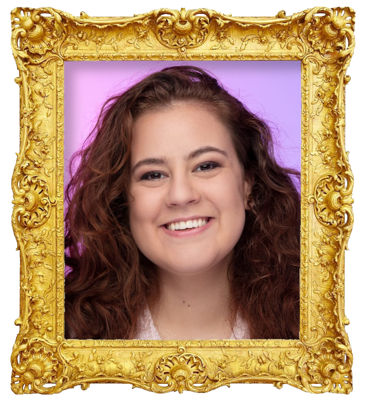 Headshot photo of Mégan Brouillard surrounded with an ornate golden frame.