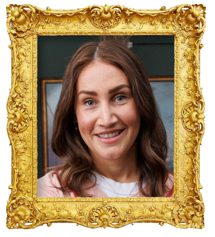 Headshot photo of Bree Tomasel surrounded with an ornate golden frame.