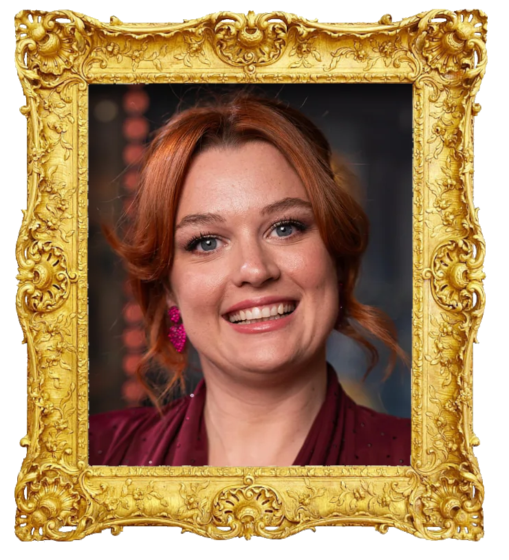 Headshot photo of Kirsty Armstrong surrounded with an ornate golden frame.