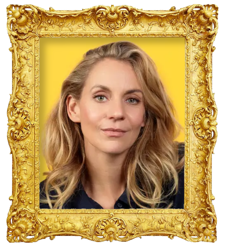 Headshot photo of Léane Labrèche-Dor surrounded with an ornate golden frame.
