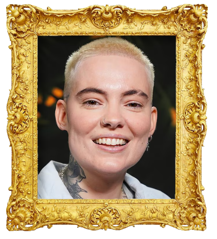 Headshot photo of Roxane Bruneau surrounded with an ornate golden frame.