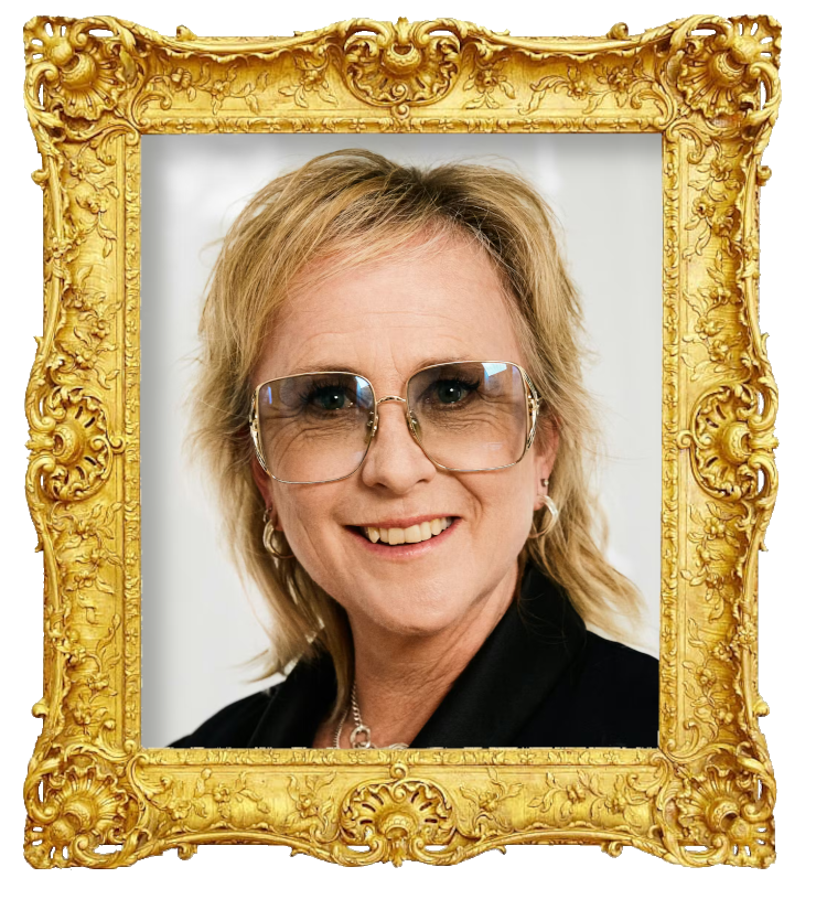 Headshot photo of Lisbeth Wulff surrounded with an ornate golden frame.