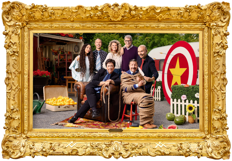 Cover image for the tenth season of the Swedish show Bäst i Test, picturing the cast of the season.